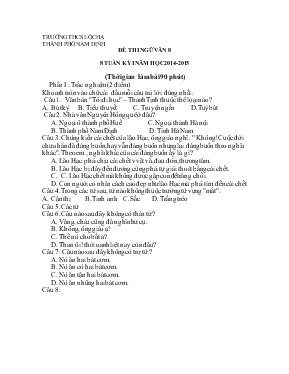 Đề thi Ngữ văn 8 - Kỳ I - Năm học 2014 - 2015 - Trường THCS Lộc Hạ